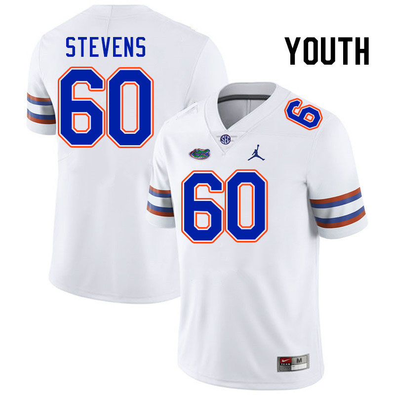 Youth #60 Chase Stevens Florida Gators College Football Jerseys Stitched-White